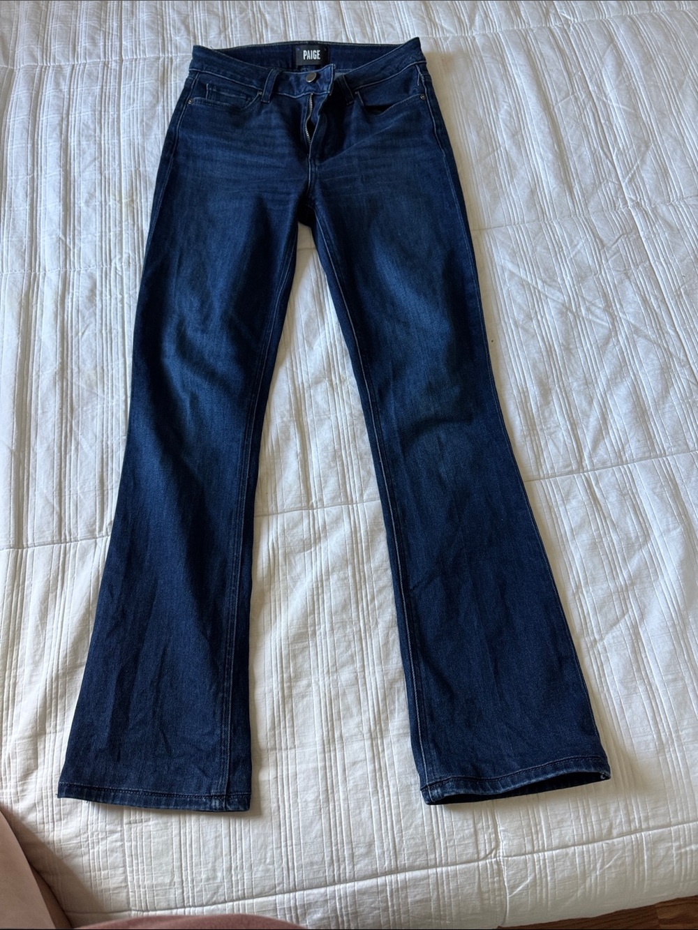 PAIGE Dark Blue Flare Jeans with Subtle Stretch